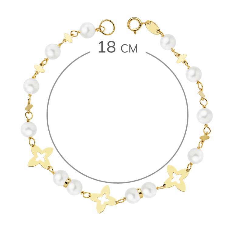 Pulsera Oro Amarillo 18K Cuentas Comunión 5 mm 18 Cm