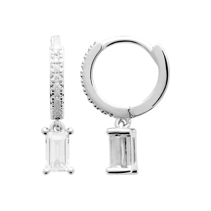 Charm - Rectángulo - Plata - Pendientes de aro vista 2