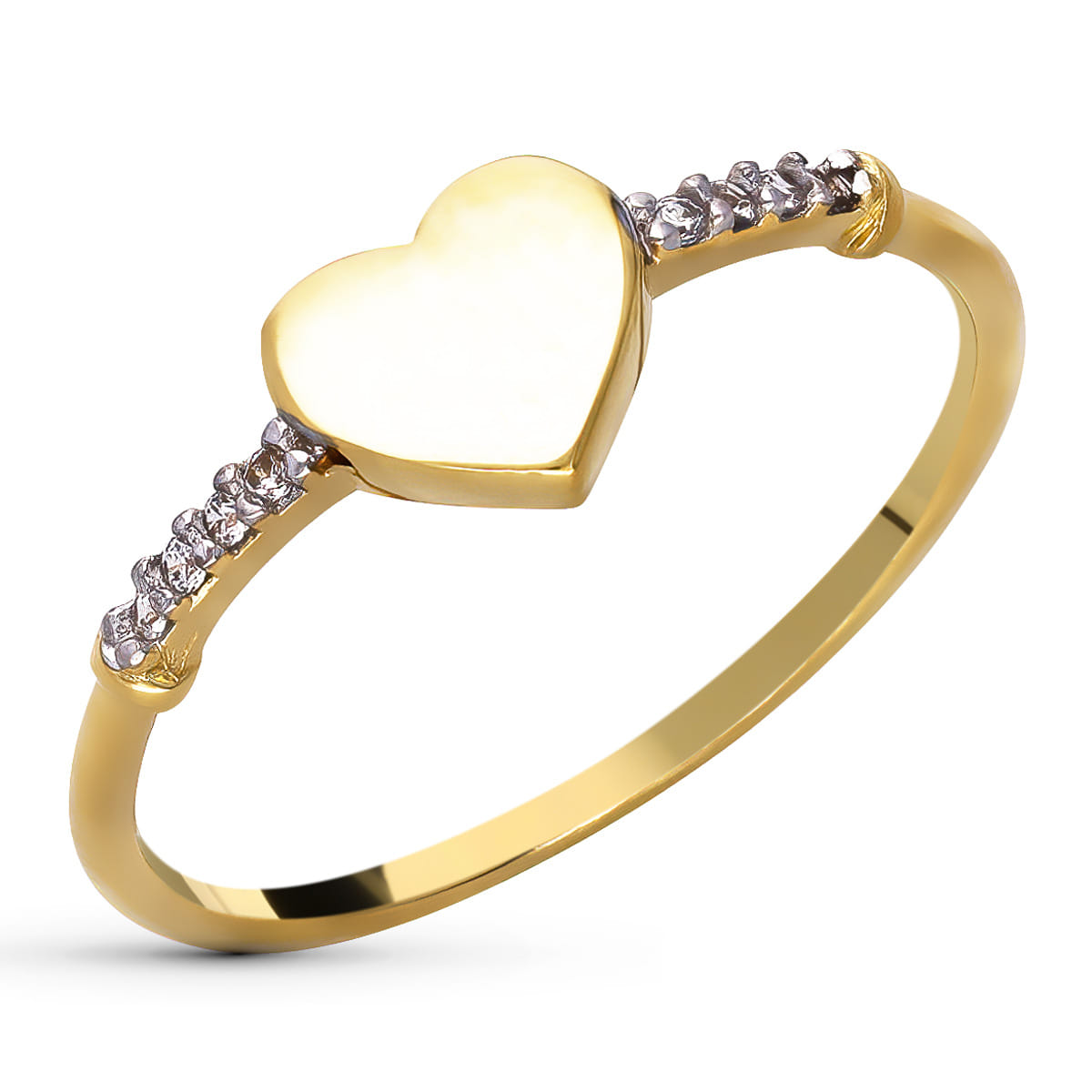 18K Pendentif en Or Jaune Coeur . Zircon 13X12MM