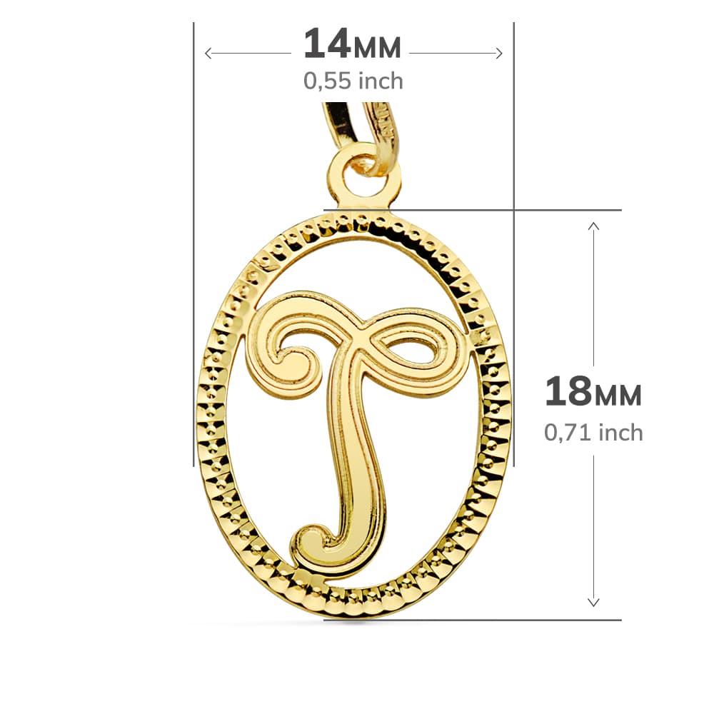 Initiële hanger 18K Initiële T 21X14 mm