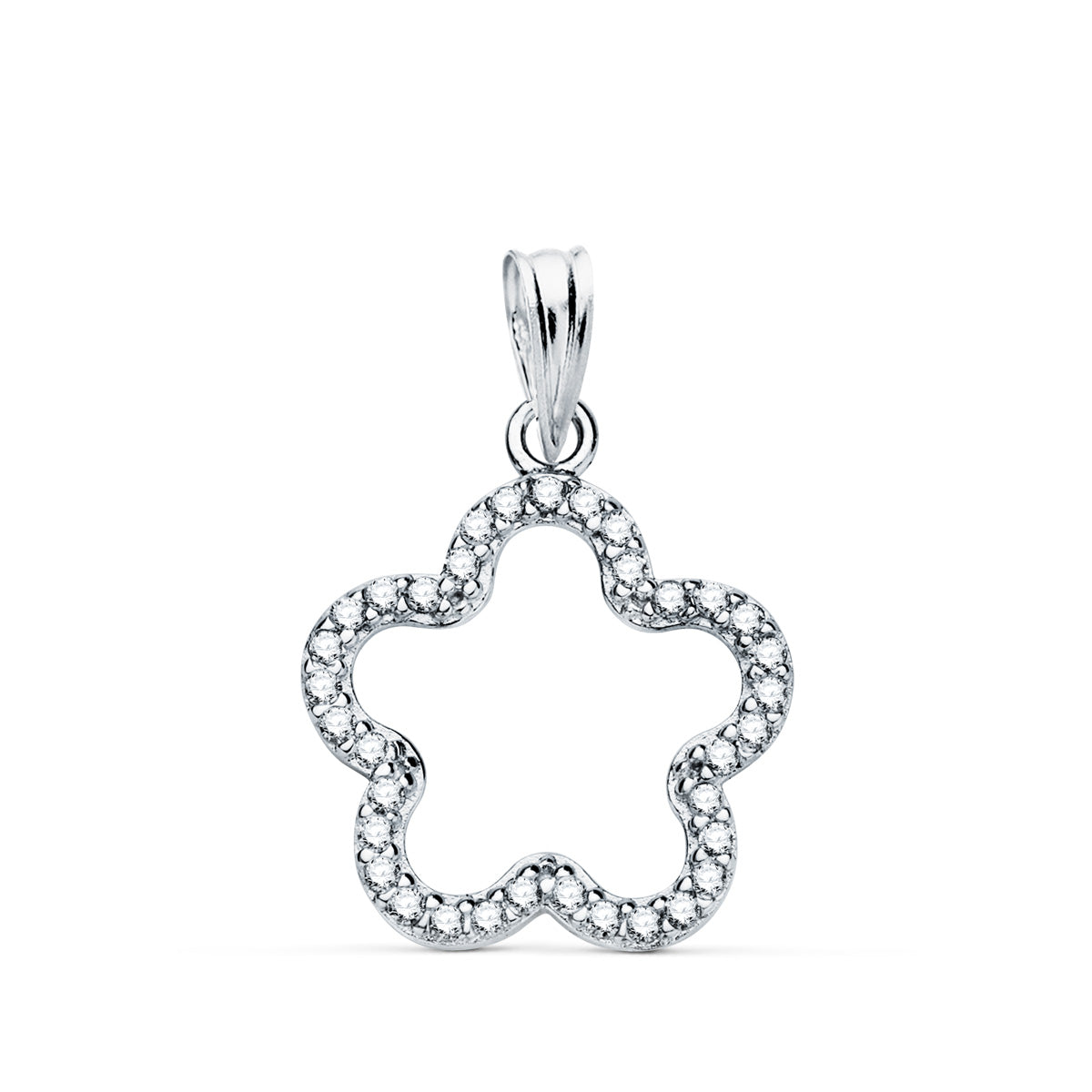 18 Ayar Altın Çiçek Kolye ve Kübik Zirkon 16X16 mm
