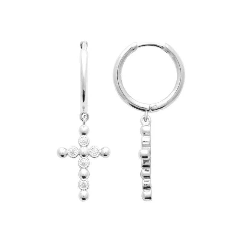 Charm - Kreuz - Silber - Creolen Ansicht 2