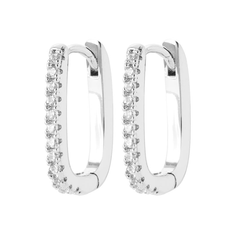 Rectangle Hoop Earrings – Silver | Azuline