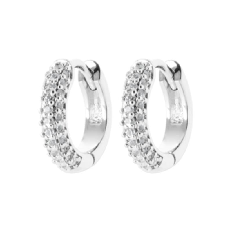 Pendientes Aros Pavé – Plata | Azuline