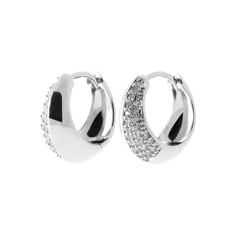 Pendientes de aro medio pavimentados – Plata | Azuline