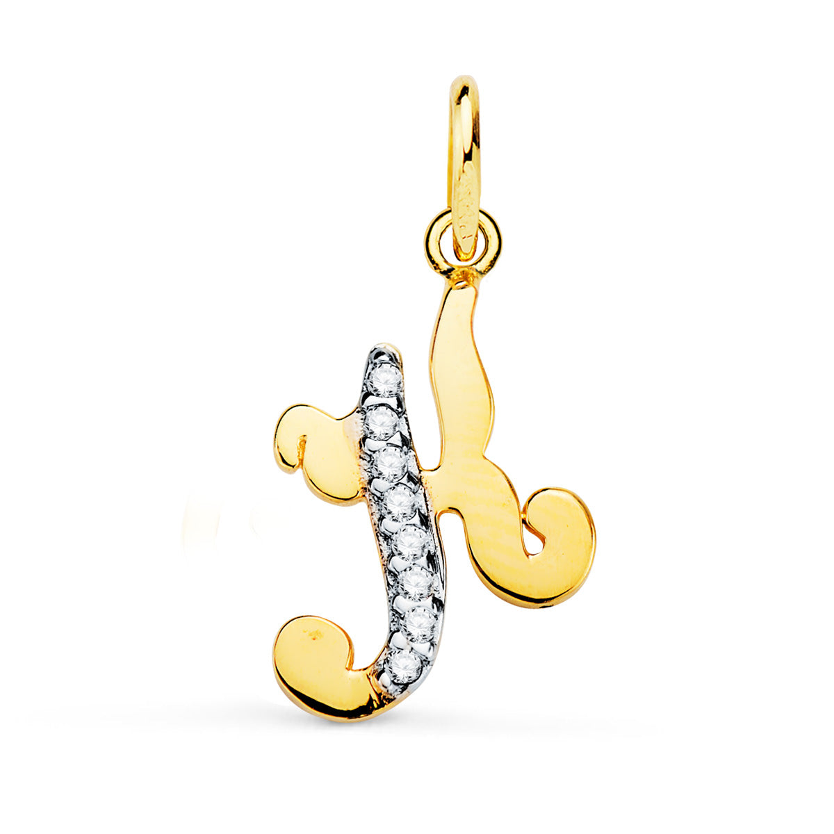 18K tofarvet guldvedhæng initial K Zirconia 15 X 10 mm