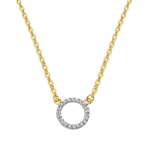 Colgante Círculo de Oro Bicolor de 18K con Cadena de 45 Cm