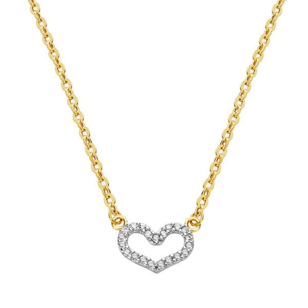 Pendentif Coeur en Or Bicolore 18K avec Chaîne 45 Cm