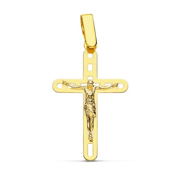 18K Yellow Gold Cross with Open Christ 26X16 mm