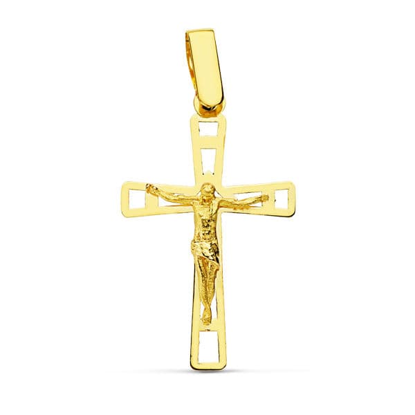 18K geelgouden kruis met open Christus 26X16 mm