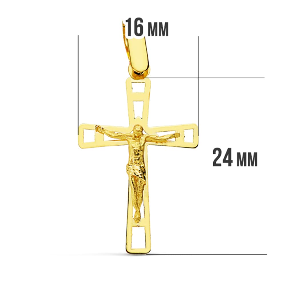 18K geelgouden kruis met open Christus 26X16 mm