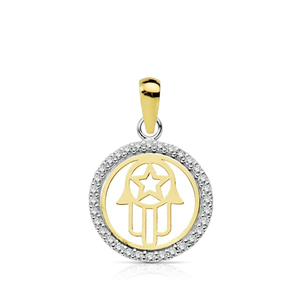 Pingente Mão de Fátima em Ouro Bicolor 18K 13 mm