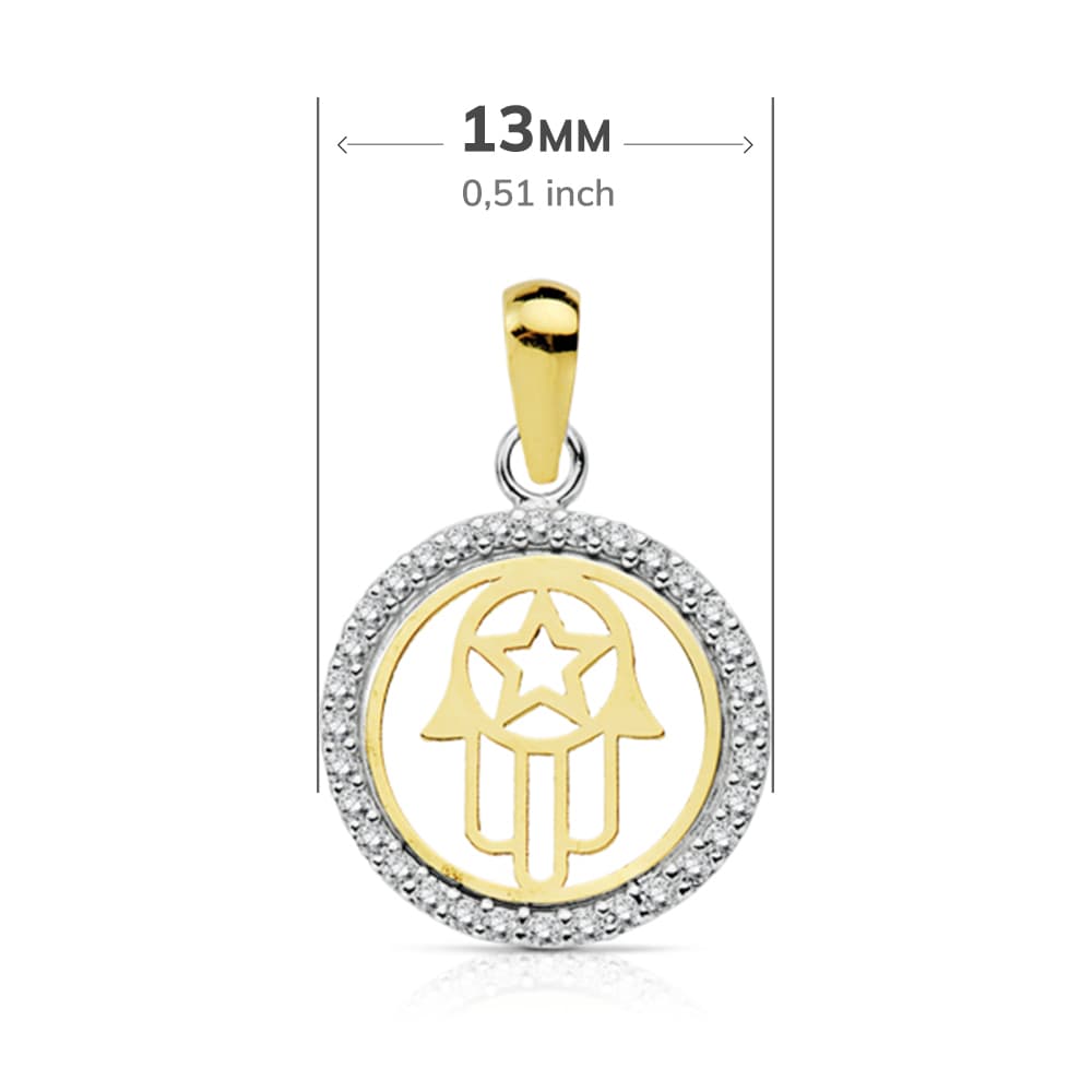 Pingente Mão de Fátima em Ouro Bicolor 18K 13 mm