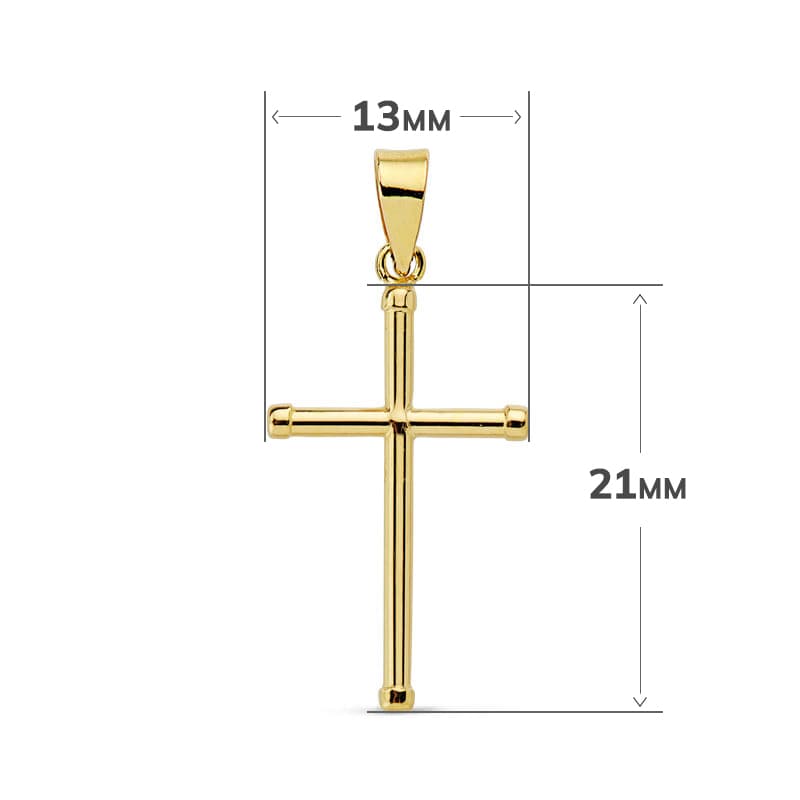 Kruis 18K Geel Goud Gladde Buis 15 mm 21X13MM