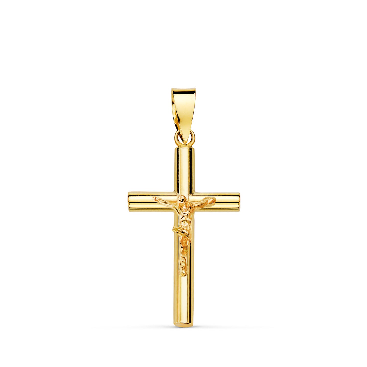 18K geelgouden kruis met Christusbuis 2,5 mm 21X13 mm