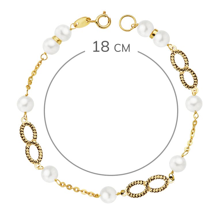 Bracelet de Perles de Communion Or Jaune 18K 55 mm 18 Cm