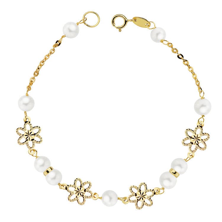 Nadver Perlearmbånd 18K Gul Guld 55 mm 18 Cm