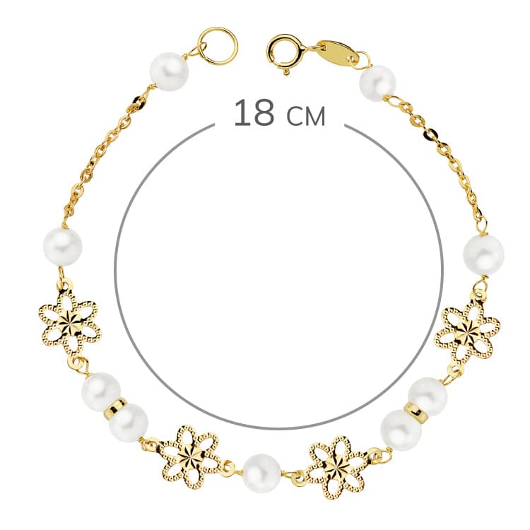 Nadver Perlearmbånd 18K Gul Guld 55 mm 18 Cm