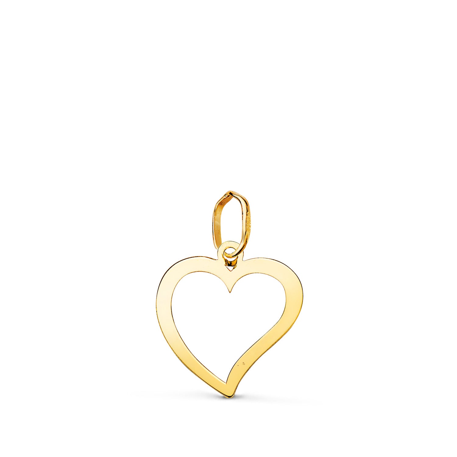 Pendentif en Or Jaune 18K avec C?ur Ajouré Brillant Taille : 14 X 13 mm