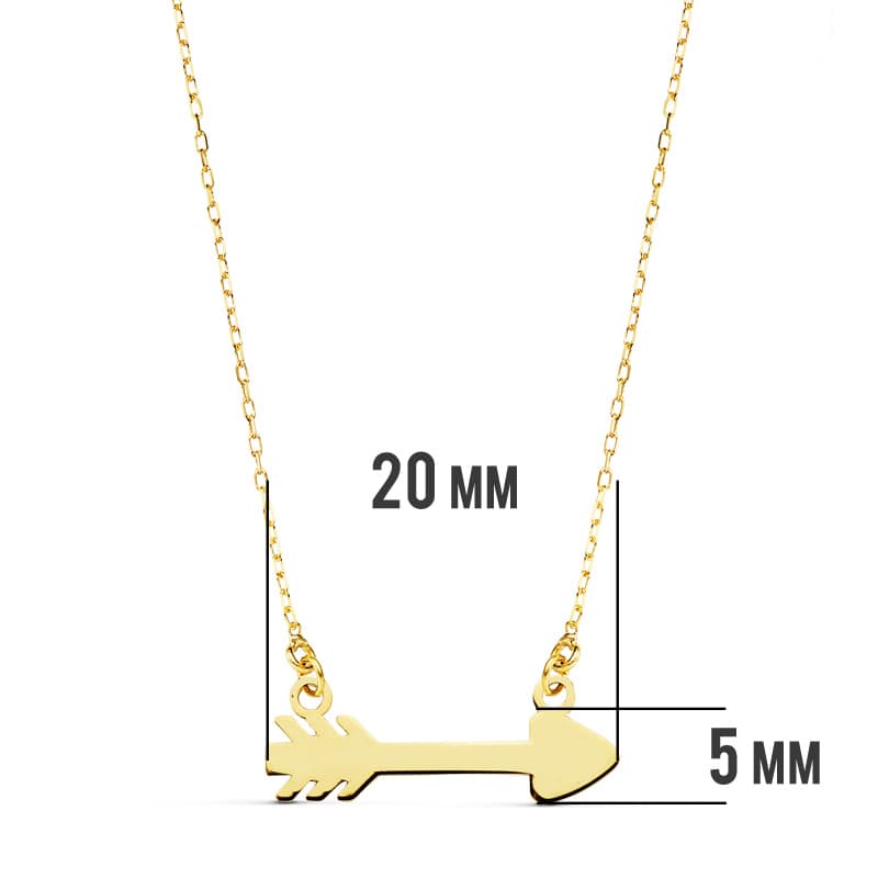 Collier Or Jaune 18K Flèche de Cupidon 20X6 MM45 Cm