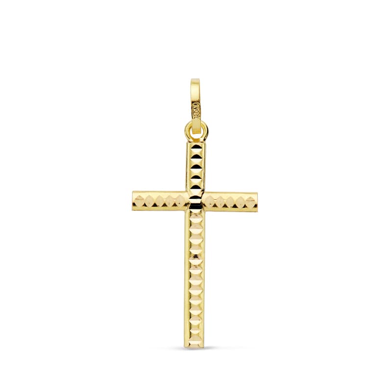 18K fasettert Kors 22 X 12 mm