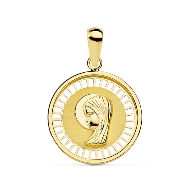 18K Gold Virgin Medal 16MM
