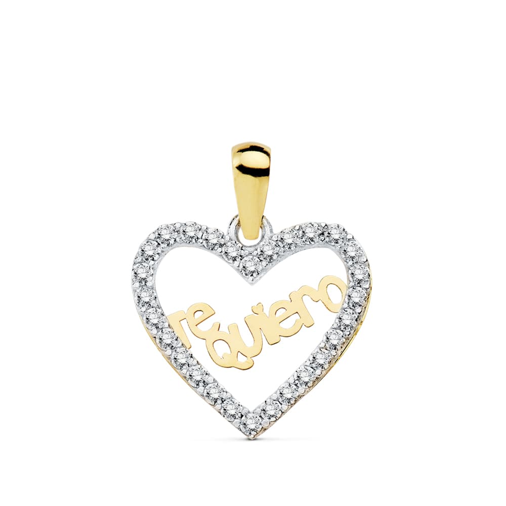 18K tvåfärgat guldhänge I Love Heart 15X13 mm