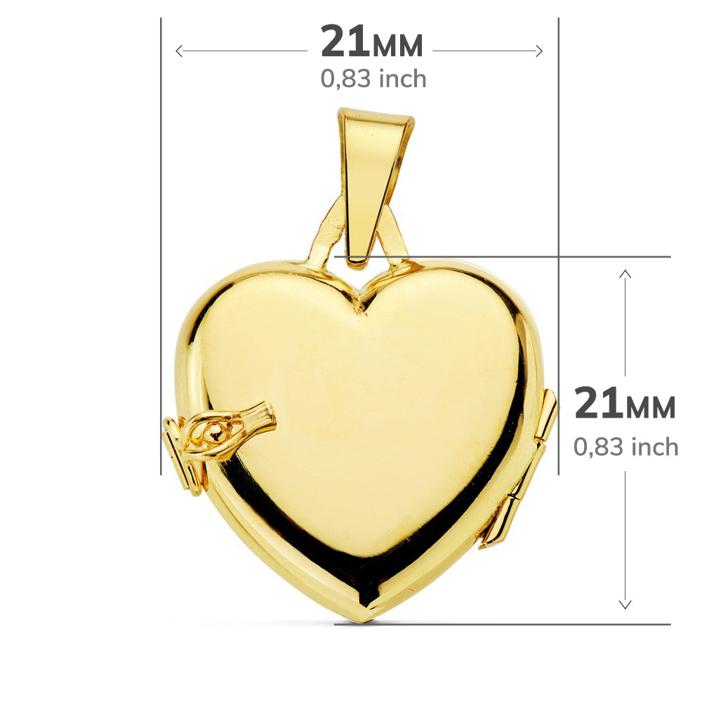 Looker Foto Holder Charm 18K Gul Guld Glat Hjerte 21X21 mm