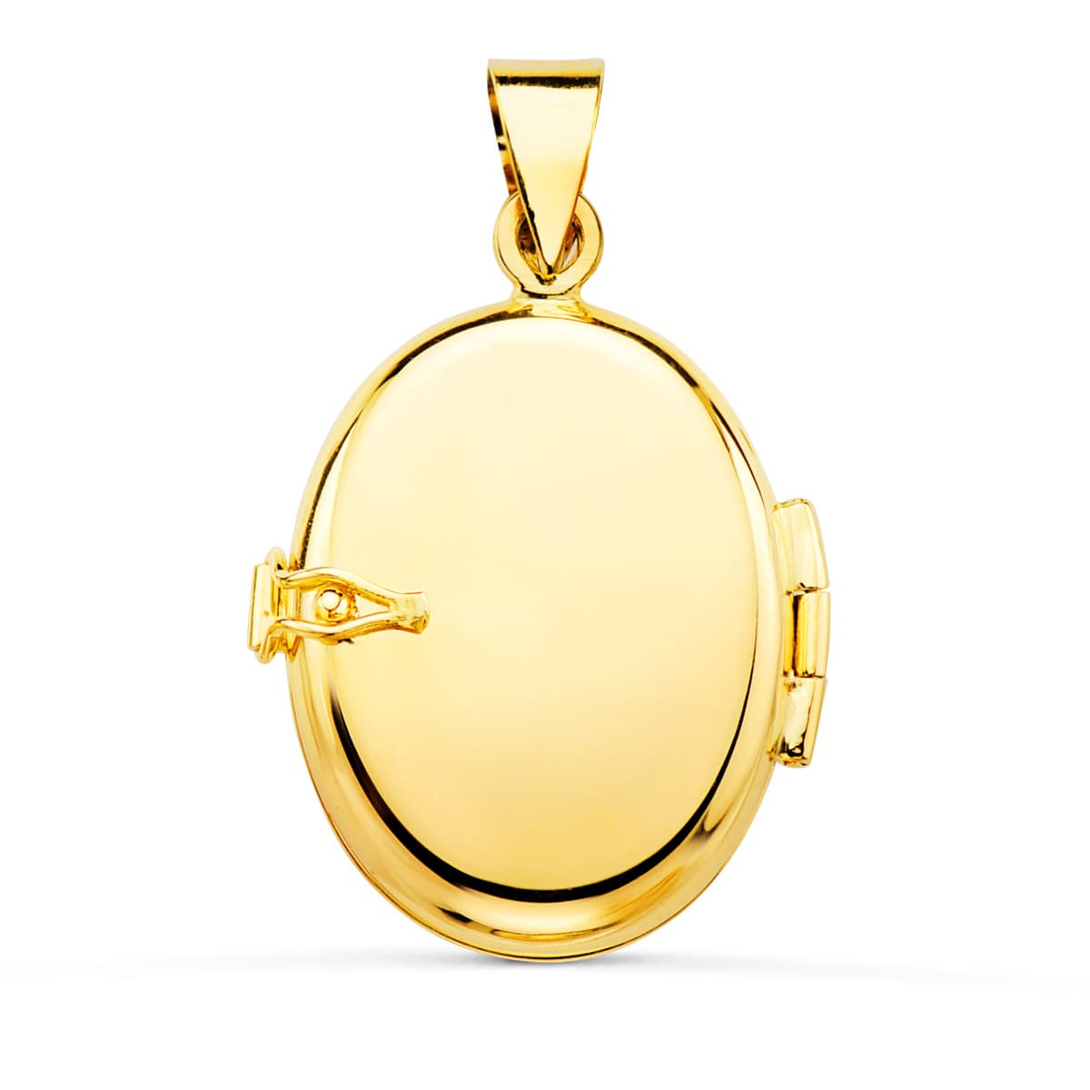 18K Yellow Gold Smooth Oval Photo Holder Charm Looker 22X19 mm