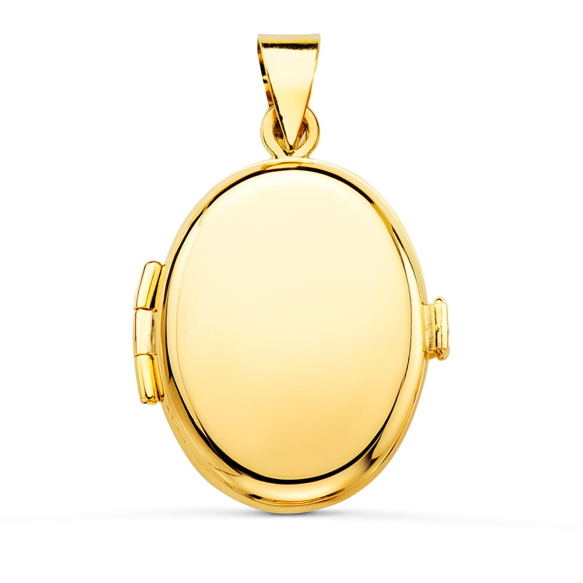 18K Yellow Gold Smooth Oval Photo Holder Charm Looker 22X19 mm