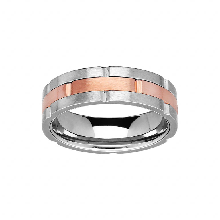 Aliança de casamento em aço com PVD rosa