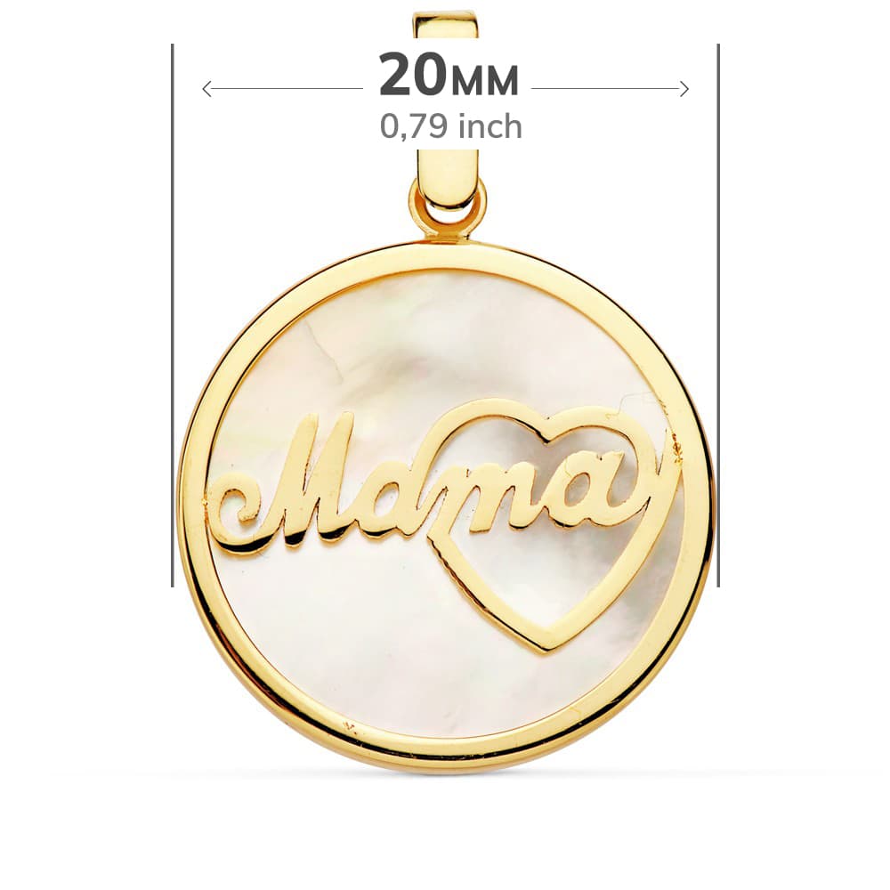 18K geelgouden parelmoer moederhart hanger 20 mm
