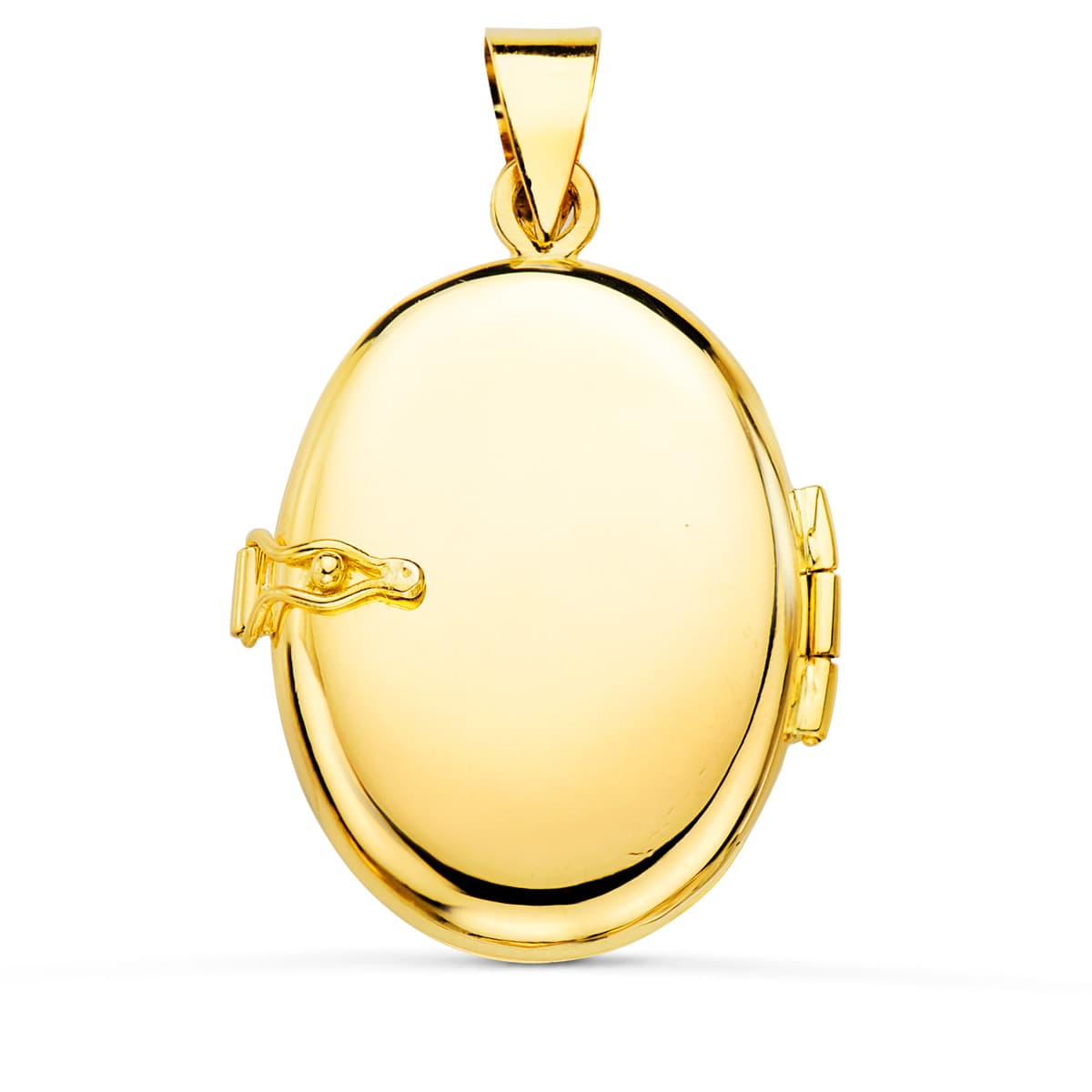 Smooth Oval Photo Holder 18K Yellow Gold Charm Looker 25X20 mm