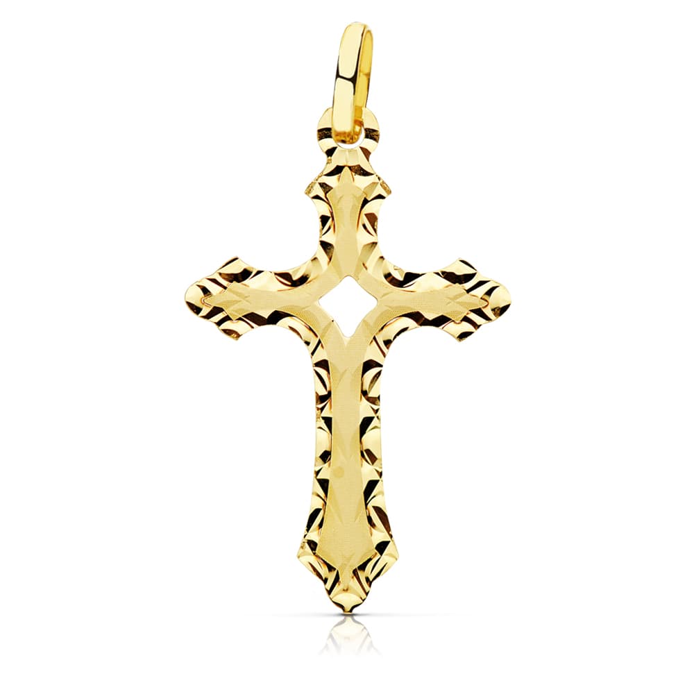Croix Or Jaune 18K Sans Christ Sculpté 27X17 mm