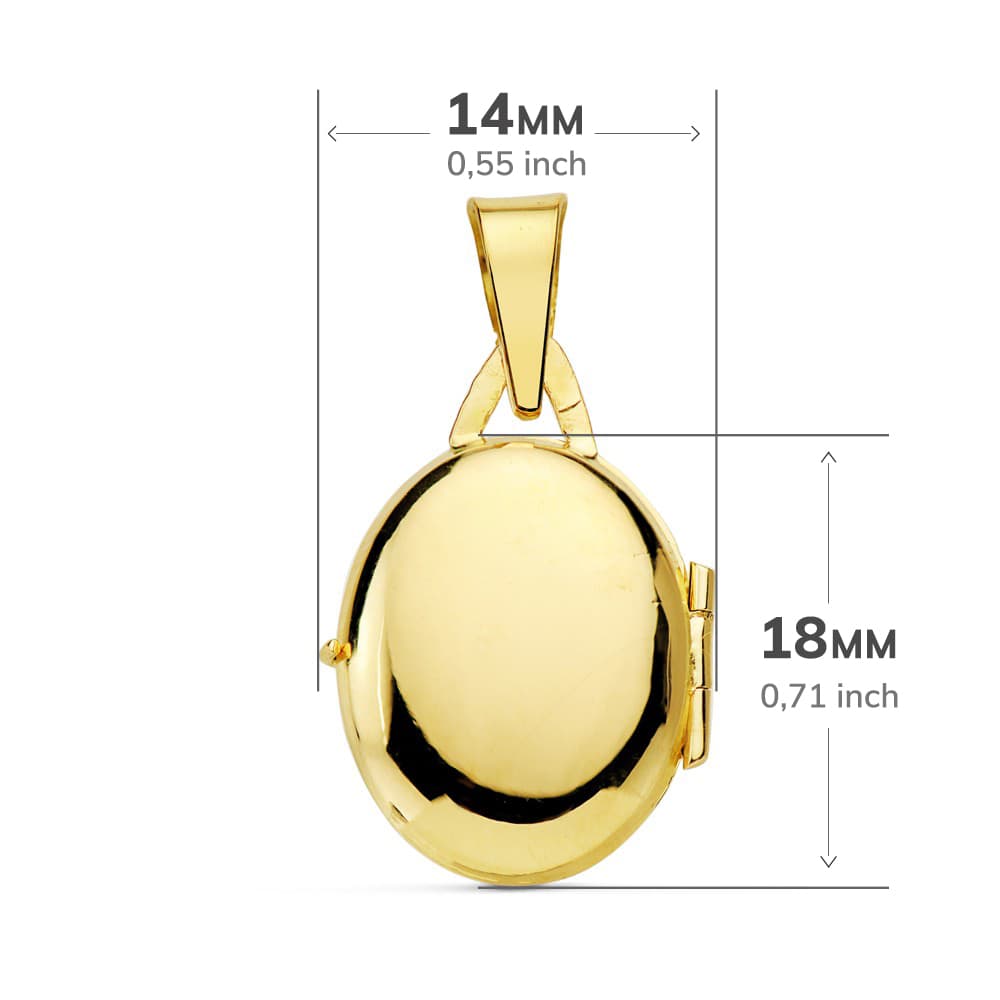 Porte-photo Ovale Or Jaune Lisse 18K Charm Looker 18X14 mm