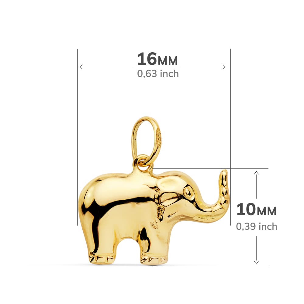 Sima elefánt medál 18K sárga arany 16X10 mm
