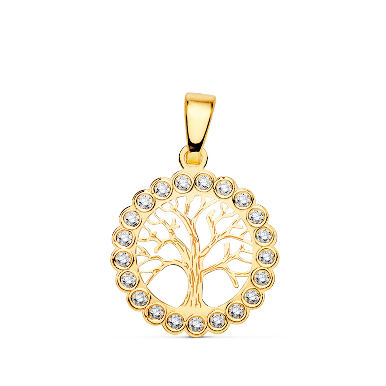 18K geelgouden levensboom ketting 15 mm
