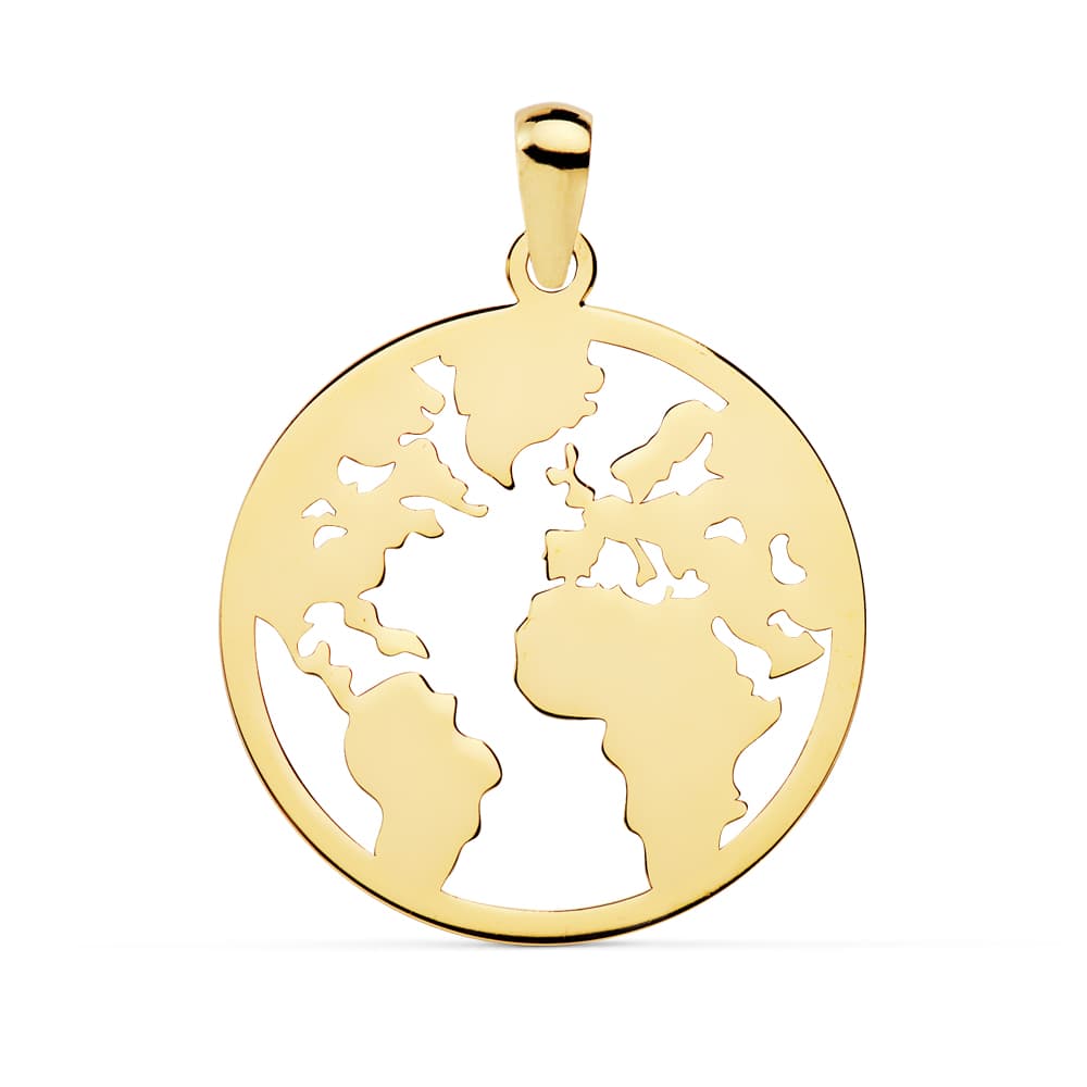 Open World Map Pendant 18K sárga arany 20 mm