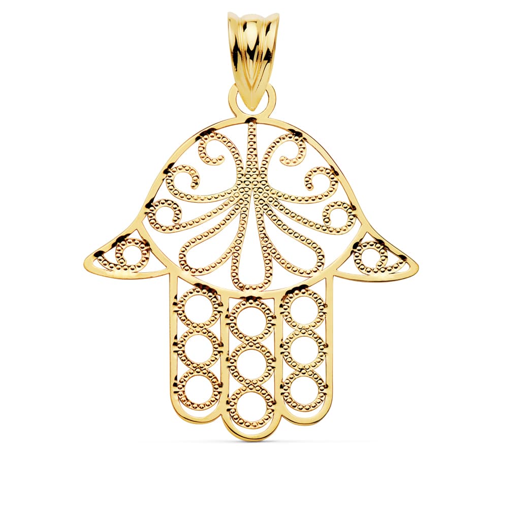 Pendentif Main de Fatima Or Jaune 9K 24X19 mm