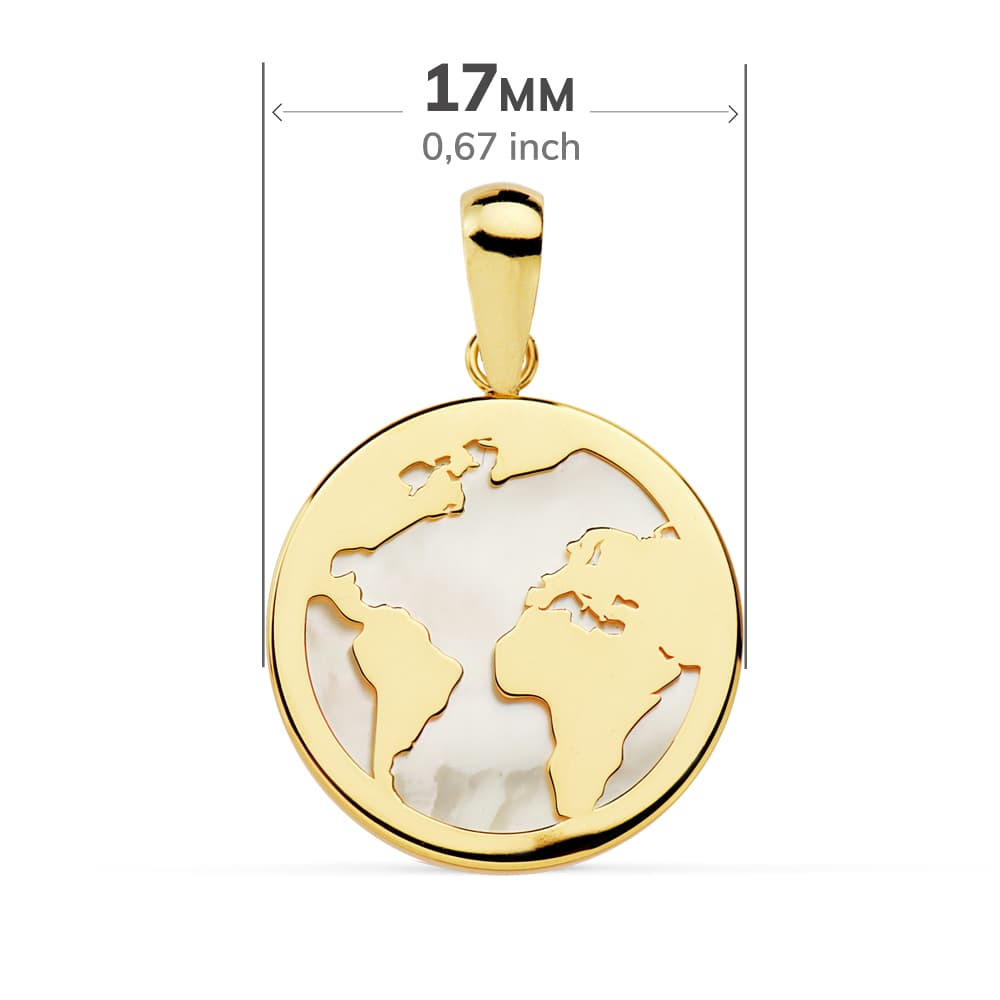 18K geelgouden hanger wereldkaart Nacar 17 mm