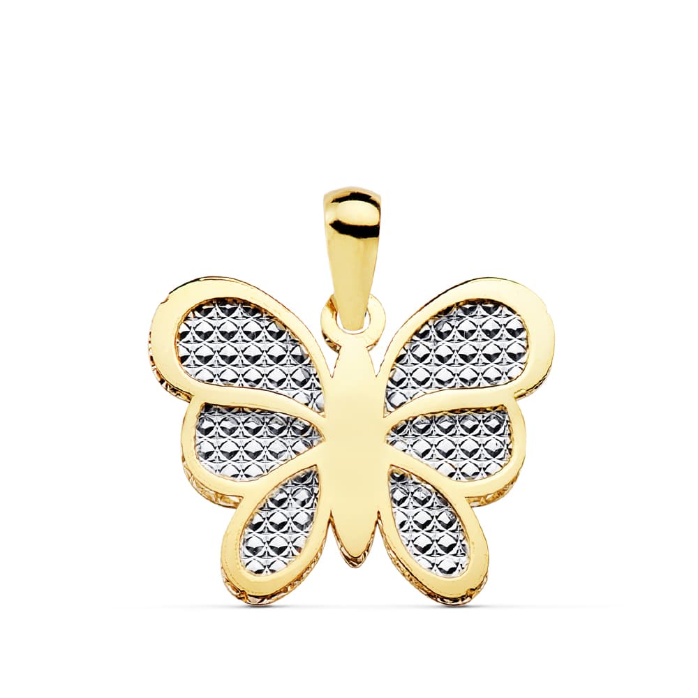 18K Gold Butterfly Necklace Two-tone Gold