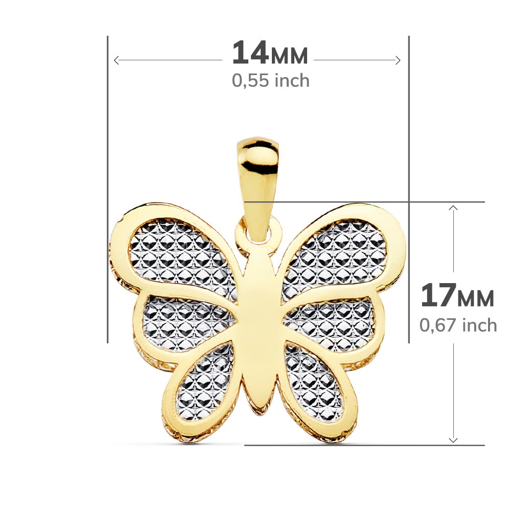 18K Gold Butterfly Necklace Two-tone Gold