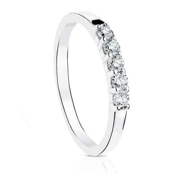 Alliance de Mariage Diamants Taille Brillant 18K en Or Blanc 0,300 Qts Pureté VS2 Couleur G