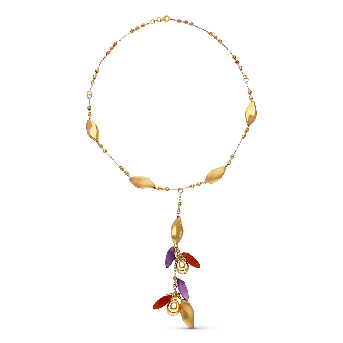 18K Collier en Or Jaune Pendentif et Boules