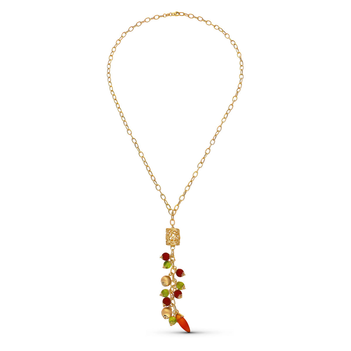 18K Collier en Or Jaune Pierres