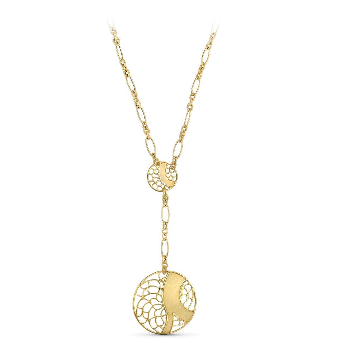 18K geelgouden ketting met open cirkelpatronen