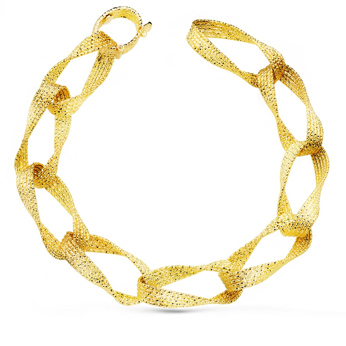 سوار من الذهب الأصفر عيار 18 قيراط وصلات مجوفة العرض 11 ملم والطول 22 سم
