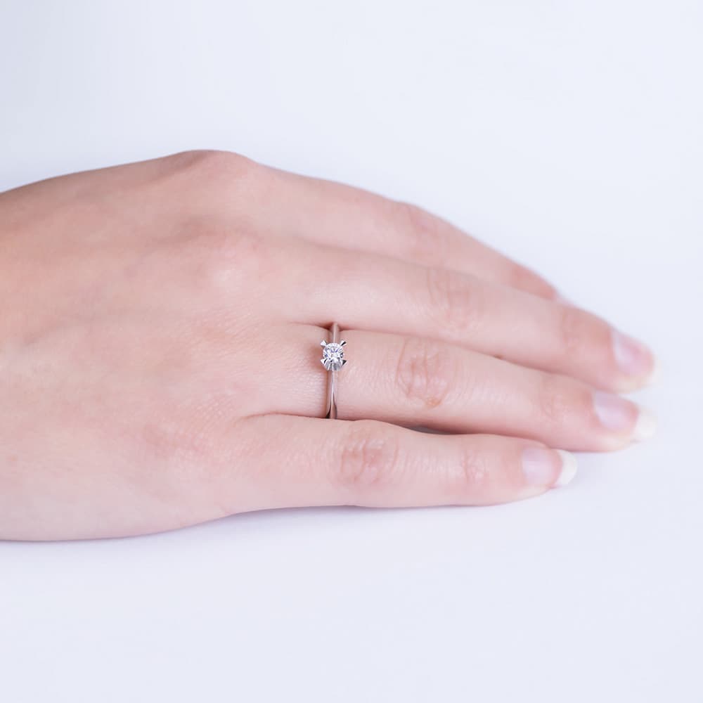 18K naturlig diamant hvidguld Solitaire 0,20 Ct