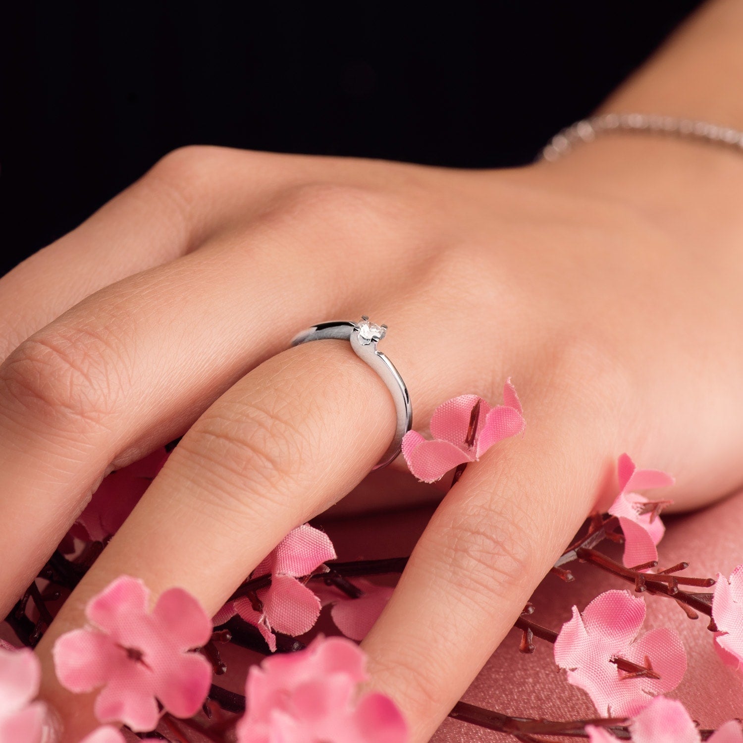 18K naturlig diamant hvidguld Solitaire 0,10 Ct
