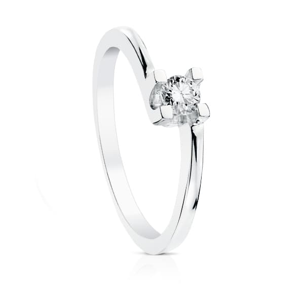 18K Natural Diamond White Gold Solitaire 0.20 Ct